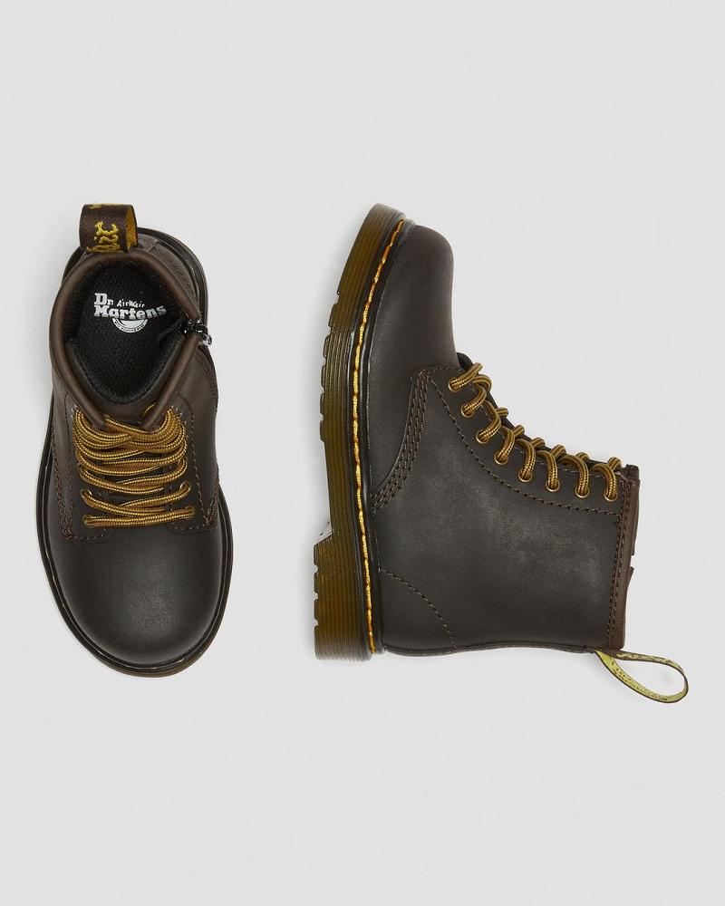 Dark / Brown Kids' Dr Martens Toddler 1460 Wildhorse Leather Lace Up Boots | CA 706OKI